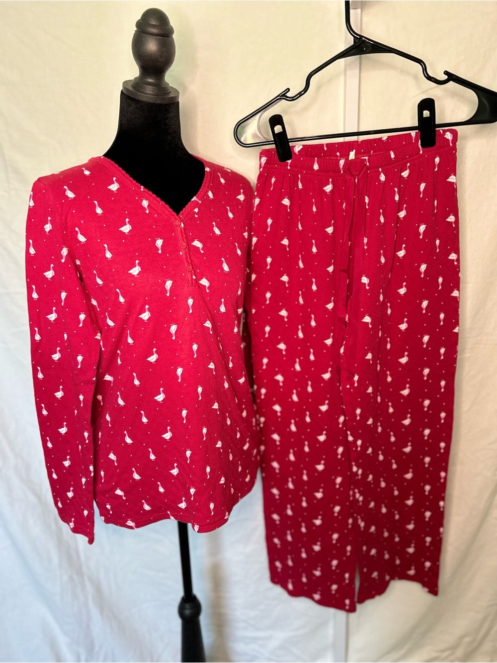 Croft & Barrow Christmas Goose Pajama Set Red XS